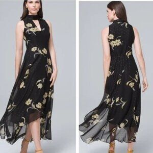 $150 NEW W/TAGS White House Black Market Halter Maxi Dress 4 Boho Peasant Chic